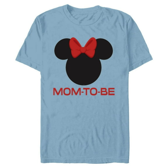 Disney Minnie Mouse Mom-to-Be Red Bow Family Mother’s Day - Short Sleeve Blended T-Shirt for Adults - Customized-Ocean Blue