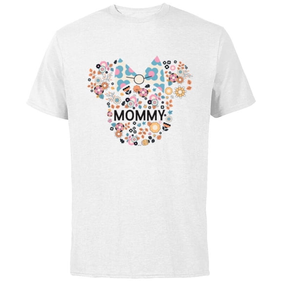Disney Minnie Mouse Mommy Mom Icon Flowers Mother’s Day - Short Sleeve Cotton T-Shirt for Adults - Customized-White