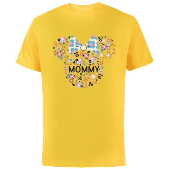 Disney Minnie Mouse Mommy Mom Icon Flowers Mother’s Day - Short Sleeve Cotton T-Shirt for Adults - Customized-Yellow