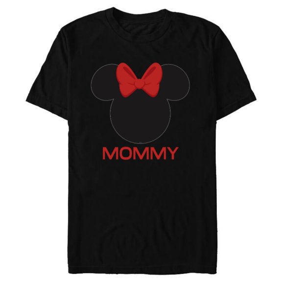 Disney Minnie Mouse Mommy Mom Red Bow Family Mother’s Day - Short Sleeve Blended T-Shirt for Adults - Customized-Black
