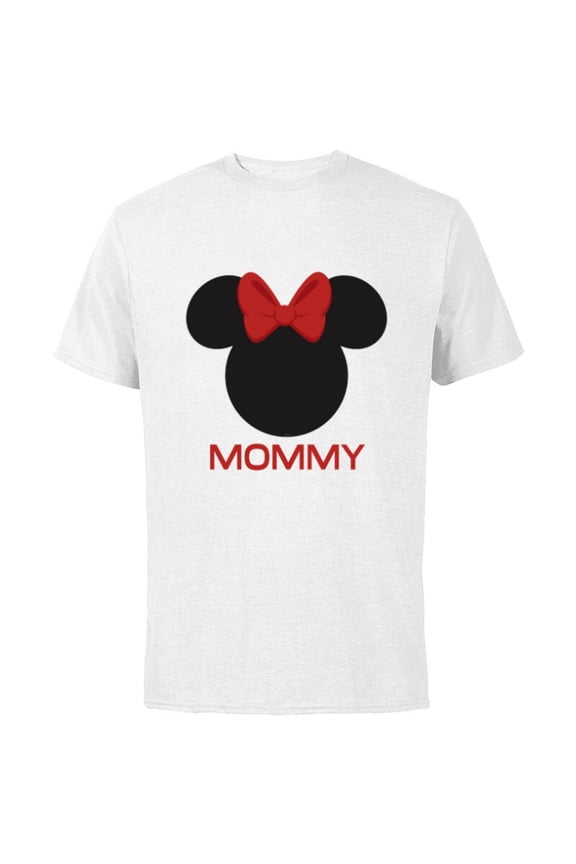 Minnie Mouse Mommy Mom Red Bow Family Mother’s Day - Short Sleeve Cotton T-Shirt for Adults - Customized-White