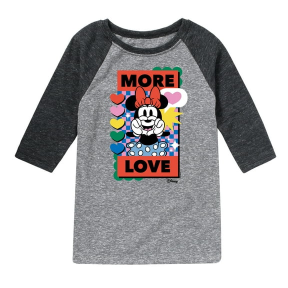 Disney - Minnie Mouse - More Love & Hearts - Youth Raglan Graphic T-Shirt