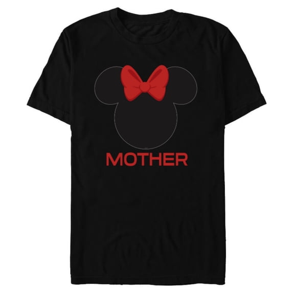 Disney Minnie Mouse Mother Mom Red Bow Family Mother’s Day - Short Sleeve Blended T-Shirt for Adults - Customized-Black