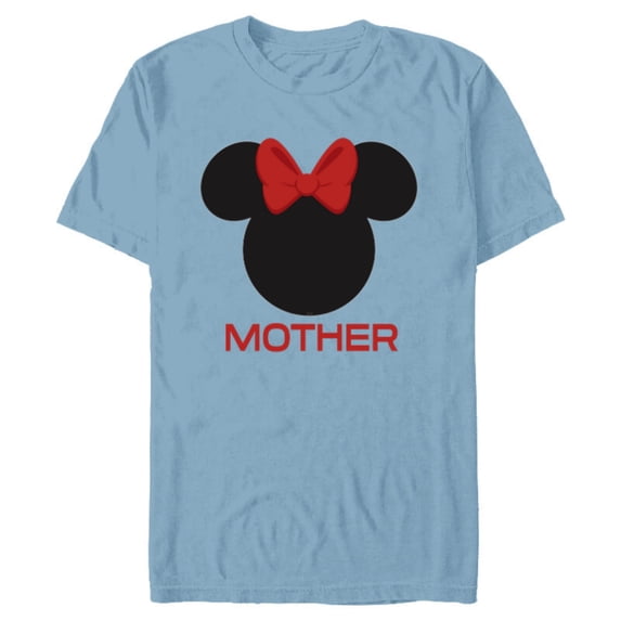 Disney Minnie Mouse Mother Mom Red Bow Family Mother’s Day - Short Sleeve Blended T-Shirt for Adults - Customized-Ocean Blue