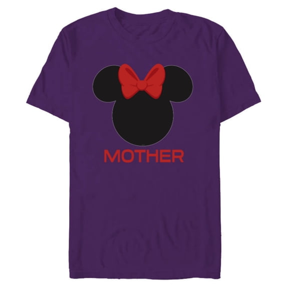 Disney Minnie Mouse Mother Mom Red Bow Family Mother’s Day - Short Sleeve Blended T-Shirt for Adults - Customized-Purple