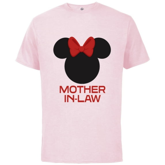 Disney Minnie Mouse Mother-in-Law Red Bow Mother’s Day - Short Sleeve Cotton T-Shirt for Adults - Customized-Soft Pink