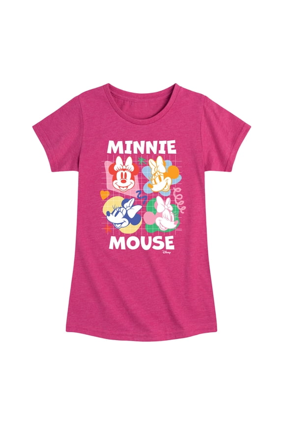 - Minnie Mouse Multicolored Grid - Toddler & Youth Girls Short Sleeve Graphic T-Shirt