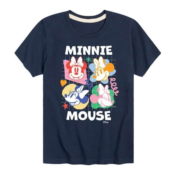 Disney - Minnie Mouse Multicolored Grid - Youth Short Sleeve Graphic T-Shirt