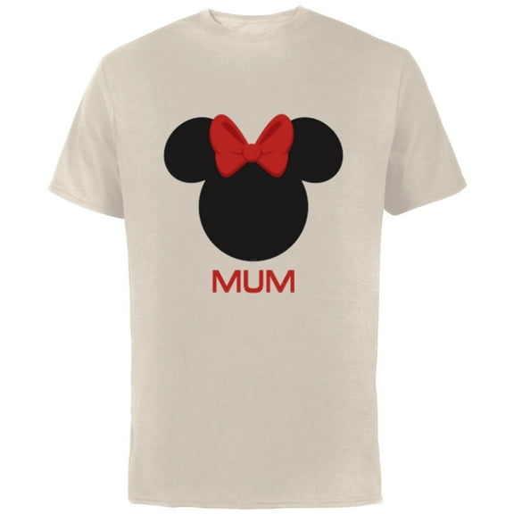 Disney Minnie Mouse Mum Mother Red Bow Family Mother’s Day - Short Sleeve Cotton T-Shirt for Adults - Customized-Natural