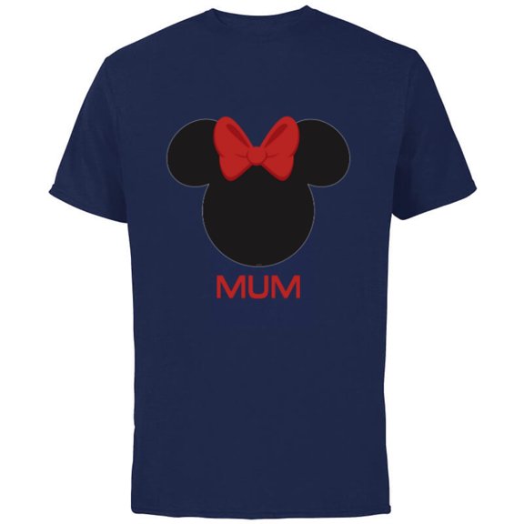 Disney Minnie Mouse Mum Mother Red Bow Family Mother’s Day - Short Sleeve Cotton T-Shirt for Adults - Customized-Navy