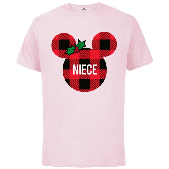 Disney Minnie Mouse NIECE Holiday Familys - Short Sleeve Cotton T-Shirt for Adults - Customized-Soft Pink