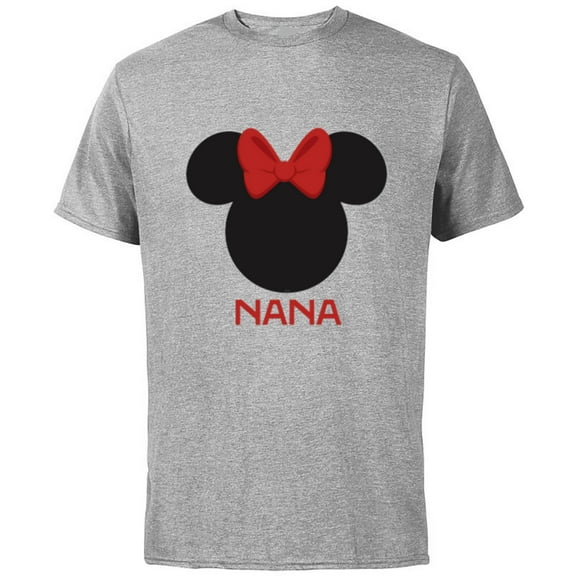 Disney Minnie Mouse Nana Grandma Red Bow Family Mother’s Day - Short Sleeve Cotton T-Shirt for Adults - Customized-Athletic Heather