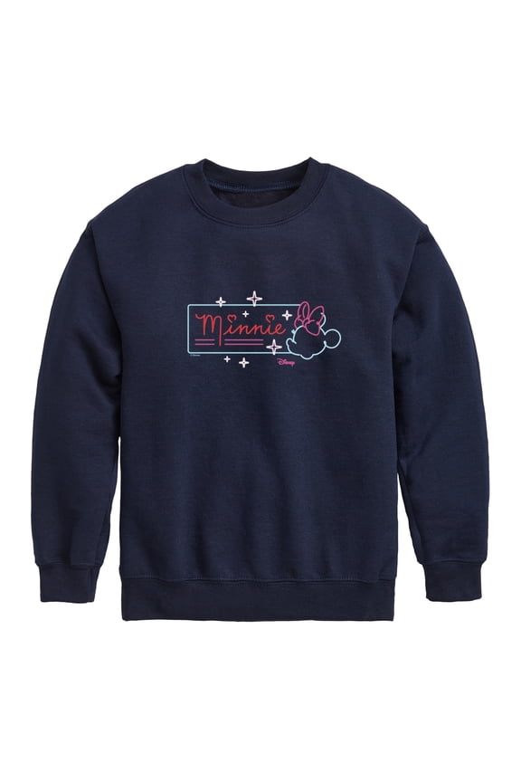 - Minnie Mouse - Neon Highlight - Youth Crewneck Fleece Sweatshirt