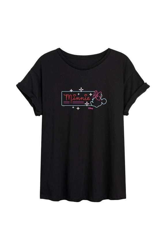 - Minnie Mouse - Neon Minnie Sign - Women's Oversized T-Shirt