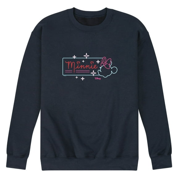 Disney - Minnie Mouse - Neon Minnie Sign - Men's Crew Neck Fleece Pullover