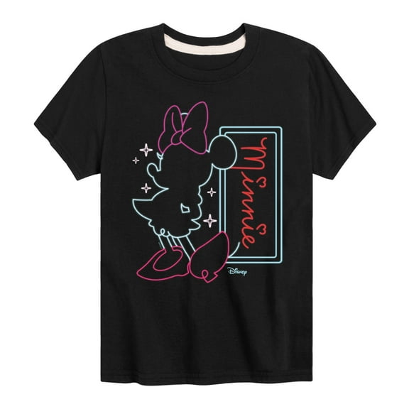 Disney - Minnie Mouse Neon Outlined - Youth Short Sleeve Graphic T-Shirt