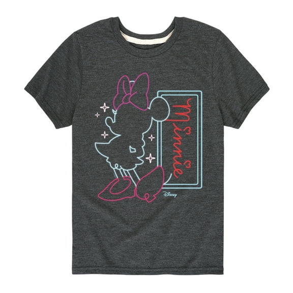Disney - Minnie Mouse Neon Outlined - Youth Short Sleeve Graphic T-Shirt