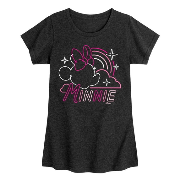 Disney - Minnie Mouse - Neon Rainbow & Clouds - Toddler & Youth Girls Short Sleeve Graphic T-Shirt