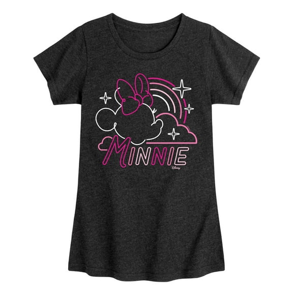 Disney - Minnie Mouse - Neon Rainbow & Clouds - Toddler & Youth Girls Short Sleeve Graphic T-Shirt