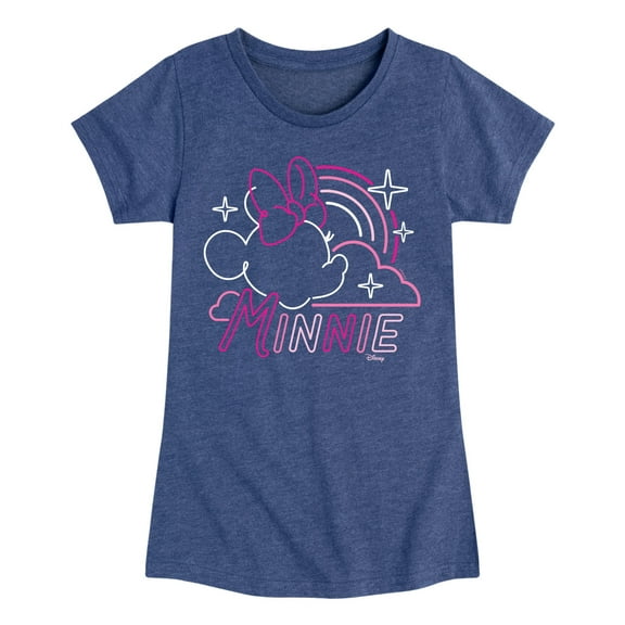 Disney - Minnie Mouse - Neon Rainbow & Clouds - Toddler & Youth Girls Short Sleeve Graphic T-Shirt
