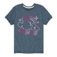 thumbnail image 1 of Disney - Minnie Mouse - Neon Rainbow & Clouds - Youth Short Sleeve Graphic T-Shirt, 1 of 5