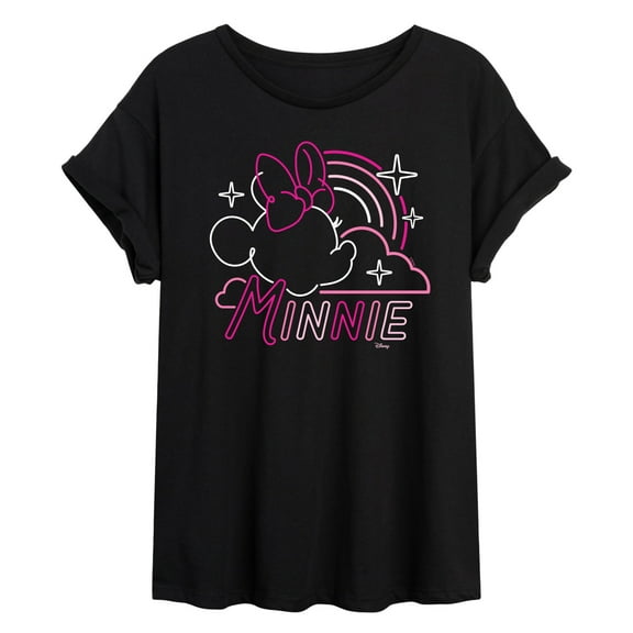 Disney - Minnie Mouse - Neon Rainbows & Stars - Juniors Ideal Flowy Muscle T-Shirt