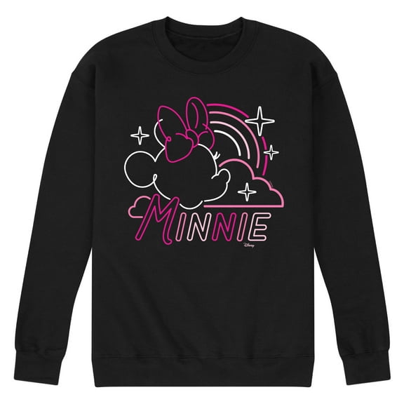 Disney - Minnie Mouse - Neon Rainbows & Stars - Men's Crew Neck Fleece Pullover