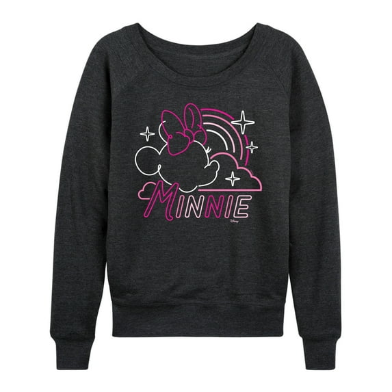 Disney - Minnie Mouse - Neon Rainbows & Stars - Women's Lightweight French Terry Long Sleeve Shirt