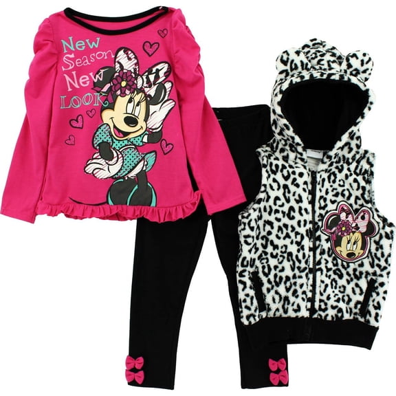 Disney Minnie Mouse "New Season New Look" Infant Hooded Vest, Top & Leggings Set 12M