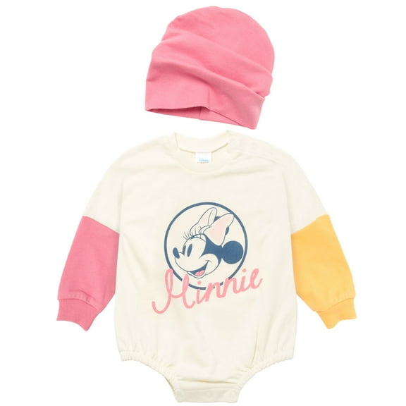 Disney Minnie Mouse Newborn Baby Boy or Girl French Terry Oversized Bodysuit and Hat