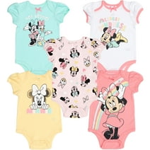 Disney Minnie Mouse Newborn Baby Girls 5 Pack Bodysuits Newborn to Infant