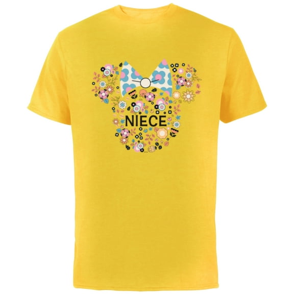 Disney Minnie Mouse Niece Icon Flowers Family Trip- Short Sleeve Cotton T-Shirt for Adults - Customized-Yellow