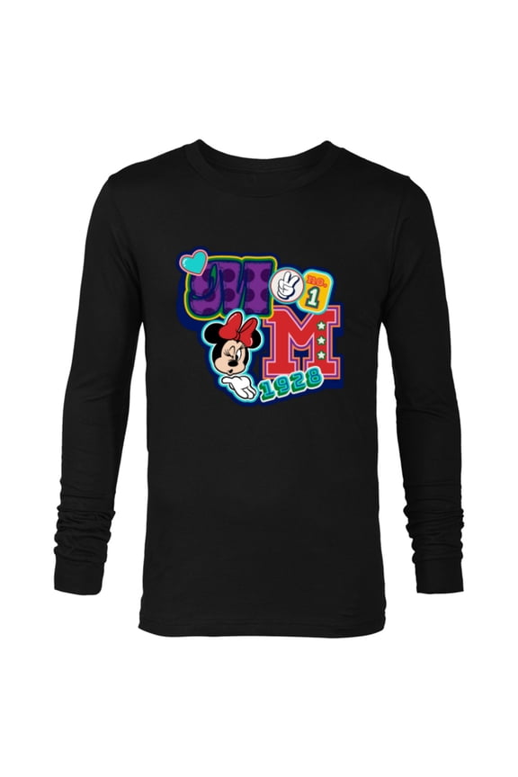 Minnie Mouse No. 1 Varsity - Long Sleeve T-Shirt for Men - Customized-Black