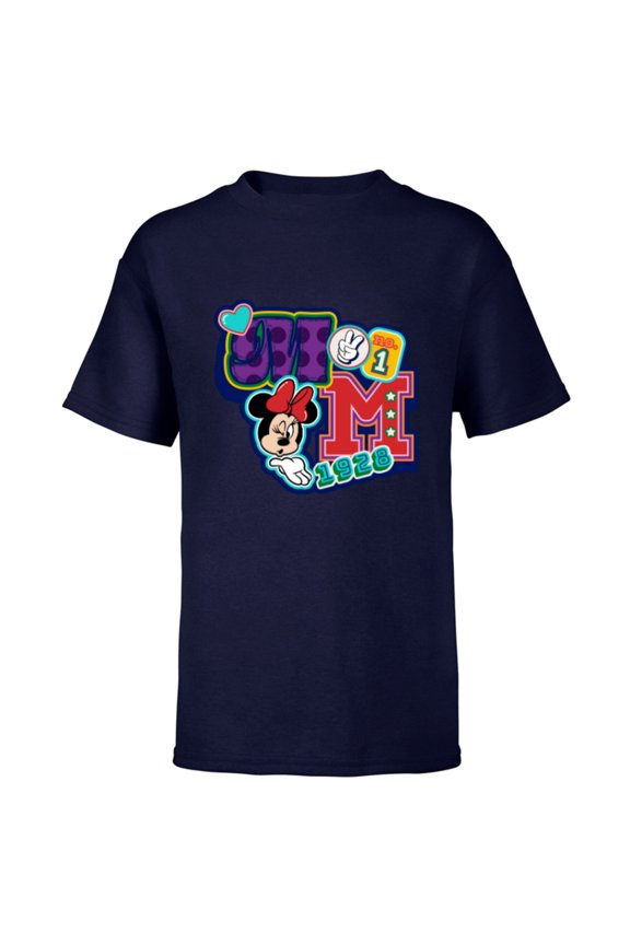 Minnie Mouse No. 1 Varsity - Short Sleeve T-Shirt for Kids - Customized-Navy