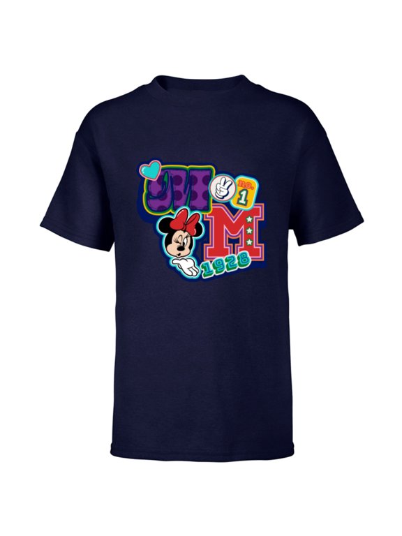 Minnie Mouse No. 1 Varsity - Short Sleeve T-Shirt for Kids - Customized-Navy