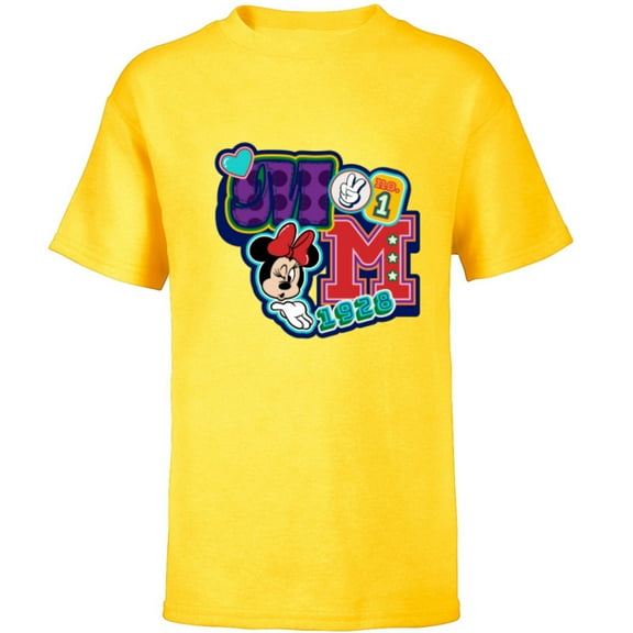 Disney Minnie Mouse No. 1 Varsity - Short Sleeve T-Shirt for Kids - Customized-Yellow