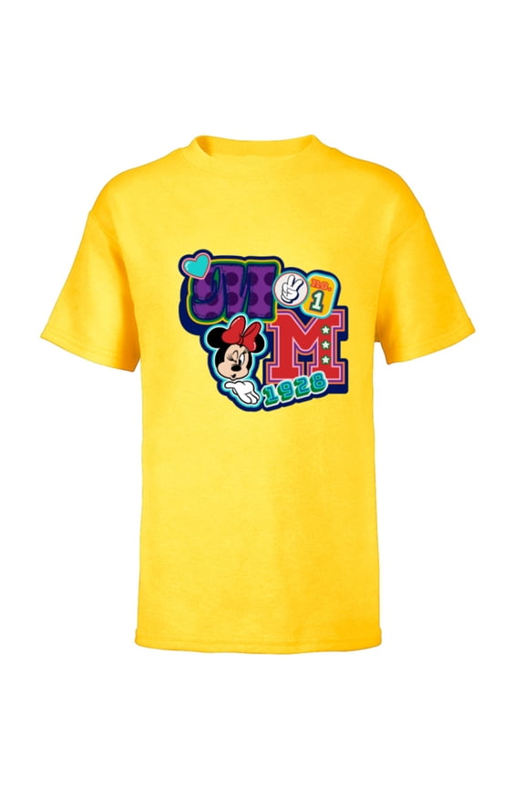 Minnie Mouse No. 1 Varsity - Short Sleeve T-Shirt for Kids - Customized-Yellow