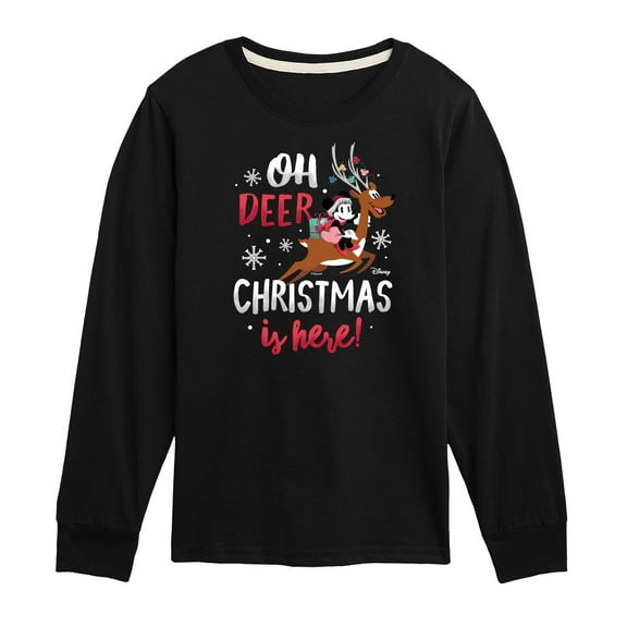 Disney - Minnie Mouse Oh Deer Christmas Is Here - Toddler & Youth Long Sleeve Graphic T-Shirt