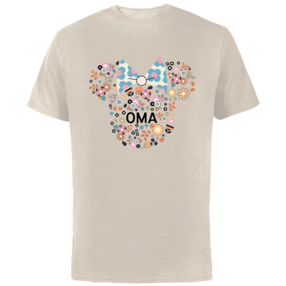 Disney Minnie Mouse Oma Grandma Icon Flowers Mother’s Day - Short Sleeve Cotton T-Shirt for Adults - Customized-Natural