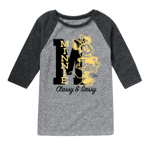 Disney - Minnie Mouse - Outlined - Classy & Sassy - Youth Raglan Graphic T-Shirt