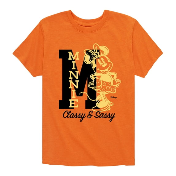 Disney - Minnie Mouse - Outlined - Classy & Sassy - Youth Short Sleeve Graphic T-Shirt