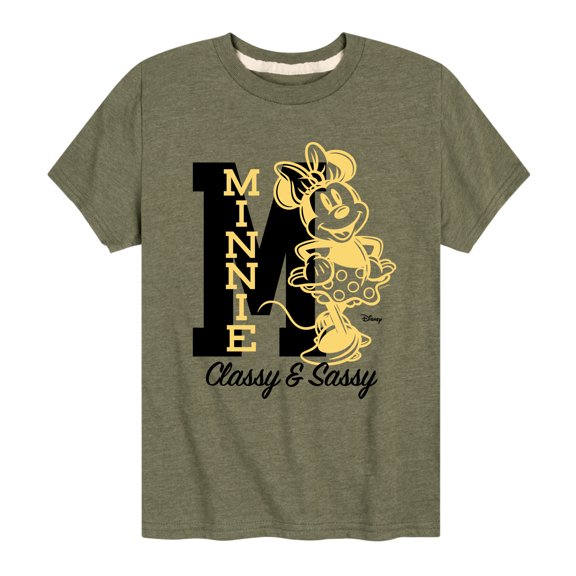 Disney - Minnie Mouse - Outlined - Classy & Sassy - Youth Short Sleeve Graphic T-Shirt