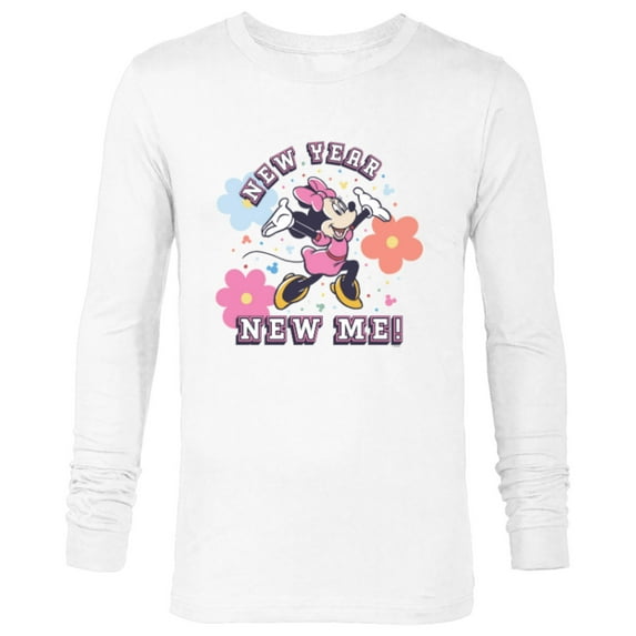 Disney Minnie Mouse Pastel Flowers New Year New Me - Long Sleeve T-Shirt for Men - Customized-White