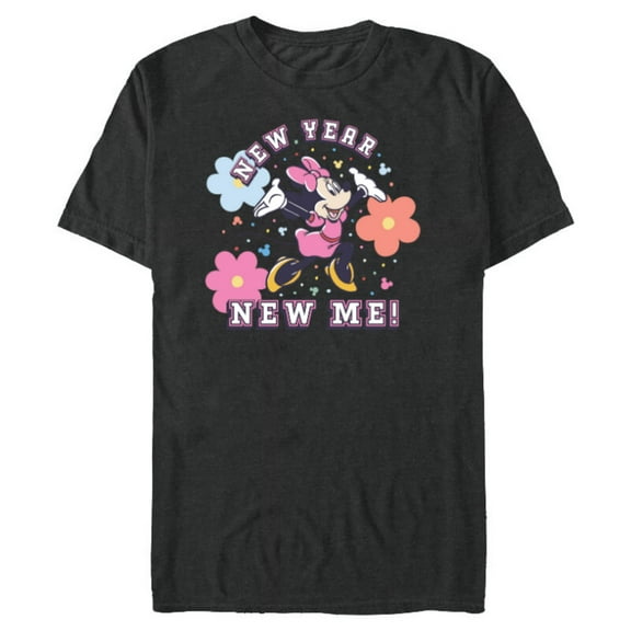 Disney Minnie Mouse Pastel Flowers New Year New Me - Short Sleeve Blended T-Shirt for Adults - Customized-Dark Heather
