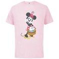 thumbnail image 1 of Disney Minnie Mouse Pastel Spring Retro with Easter Basket - Short Sleeve Cotton T-Shirt for Adults - Customized-Soft Pink, 1 of 5