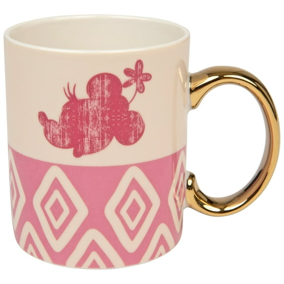 Disney Minnie Mouse Pattern with Gold Handle 11 Ounce Ceramic Mug