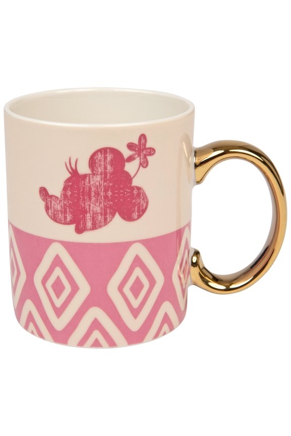 Disney Minnie Mouse Pattern with Gold Handle 11 Ounce Ceramic Mug