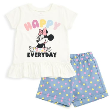 Disney Minnie Mouse Peplum T-Shirt and Chambray Shorts Outfit Set Polka Dots Toddler to Big Kid