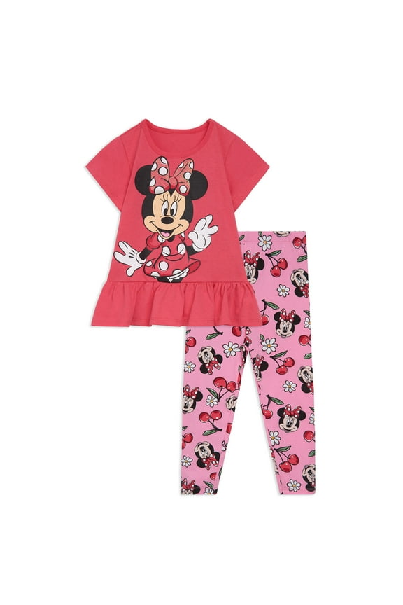 Minnie Mouse Peplum T-Shirt and Leggings Outfit Set Toddler to Big Kid