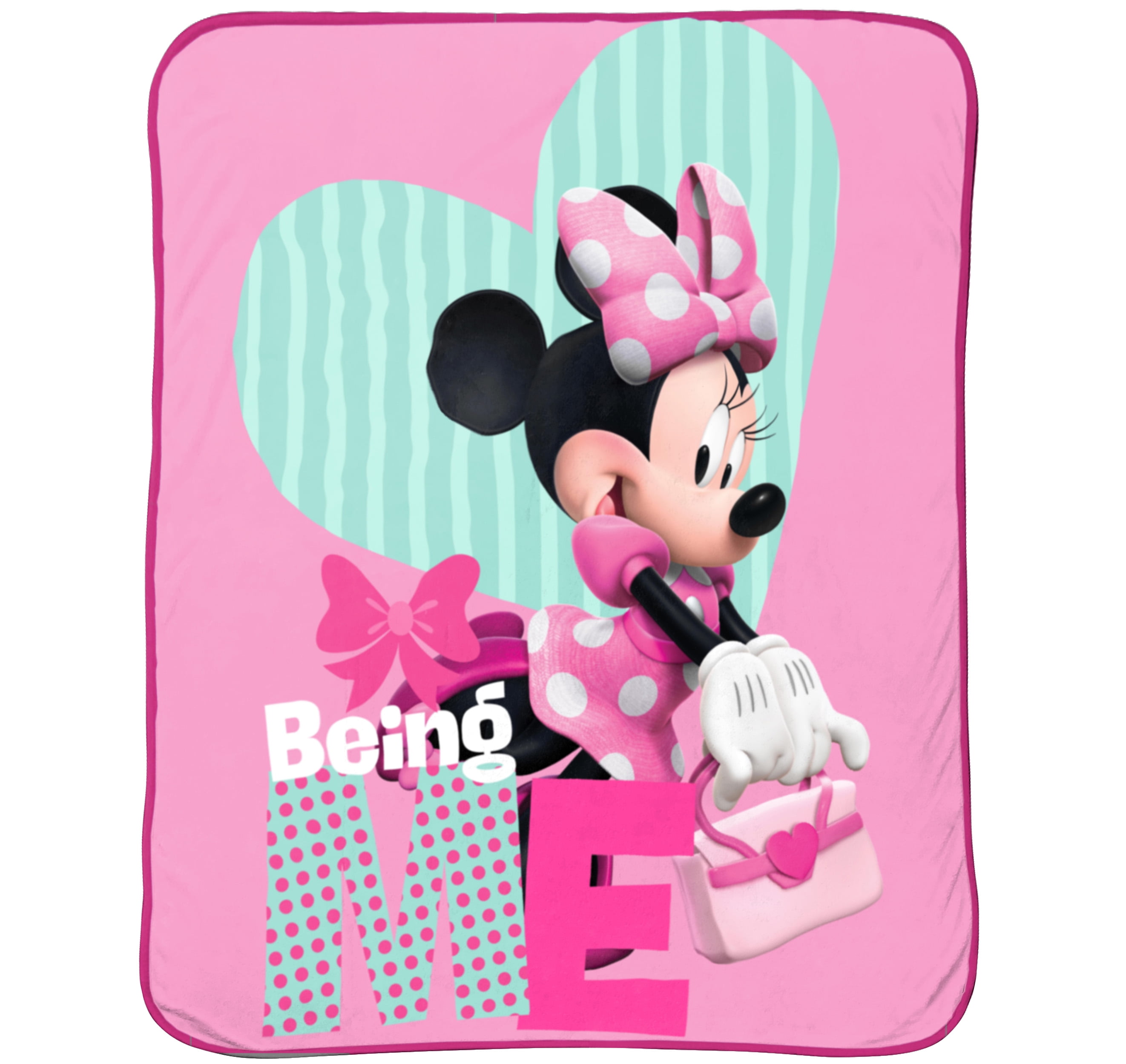 Disney Minnie Mouse Pink 62" x 90" Plush Fleece Twin-Sized Microfiber Blanket